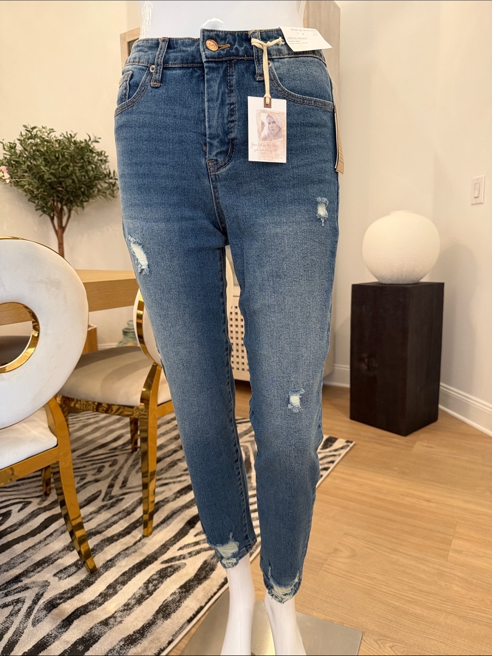 Classic High-Rise Distressed Women’s Jeans - Blue